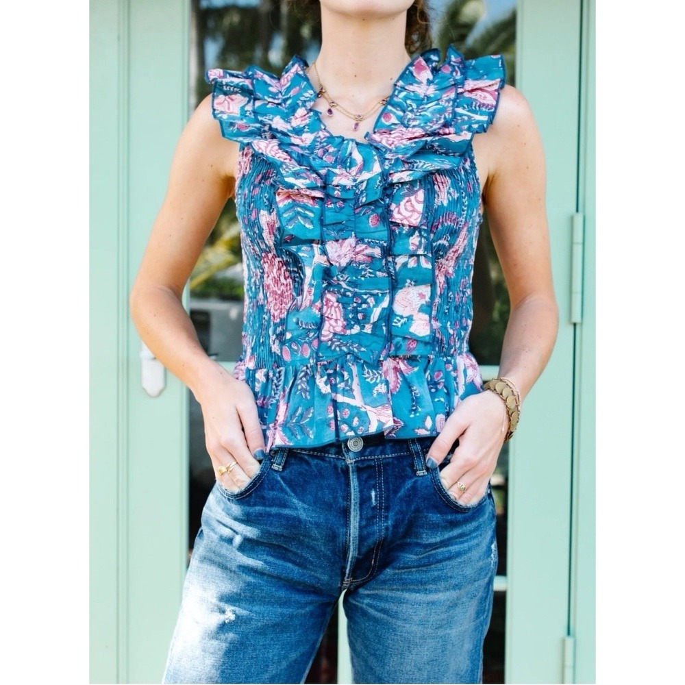Perry Walker Collective The Sonja Blouse Top Smoked Bodice  Size 3